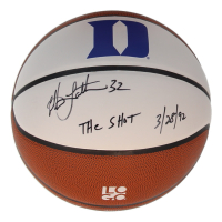 Christian Laettner Signed Duke Blue Devils Logo Basketball Inscribed "The Shot 3/28/92" (Schwartz) at PristineAuction.com
