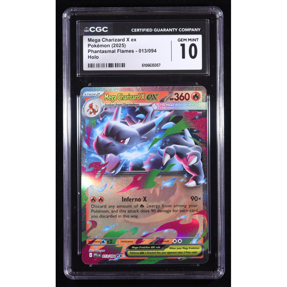 Mega Charizard X ex 2025 Pokemon Phantasmal Flames #13 Holo (CGC 10) at PristineAuction.com