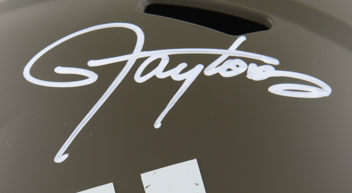 Lawrence Taylor Signed Giants Full-Size Salute to Service Alternate Speed Helmet (JSA) at PristineAuction.com Lawrence Taylor Signed Giants Full-Size Salute to Service Alternate Speed Helmet (JSA) at PristineAuction.com