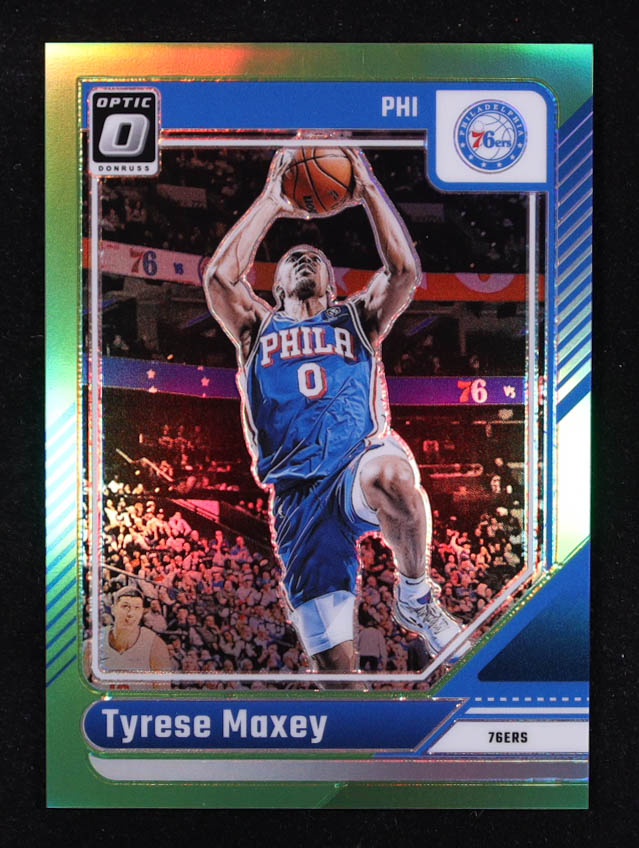 Tyrese Maxey 2024-25 Donruss Optic Lime Green #176 #029/149 at PristineAuction.com Tyrese Maxey 2024-25 Donruss Optic Lime Green #176 #029/149 at PristineAuction.com