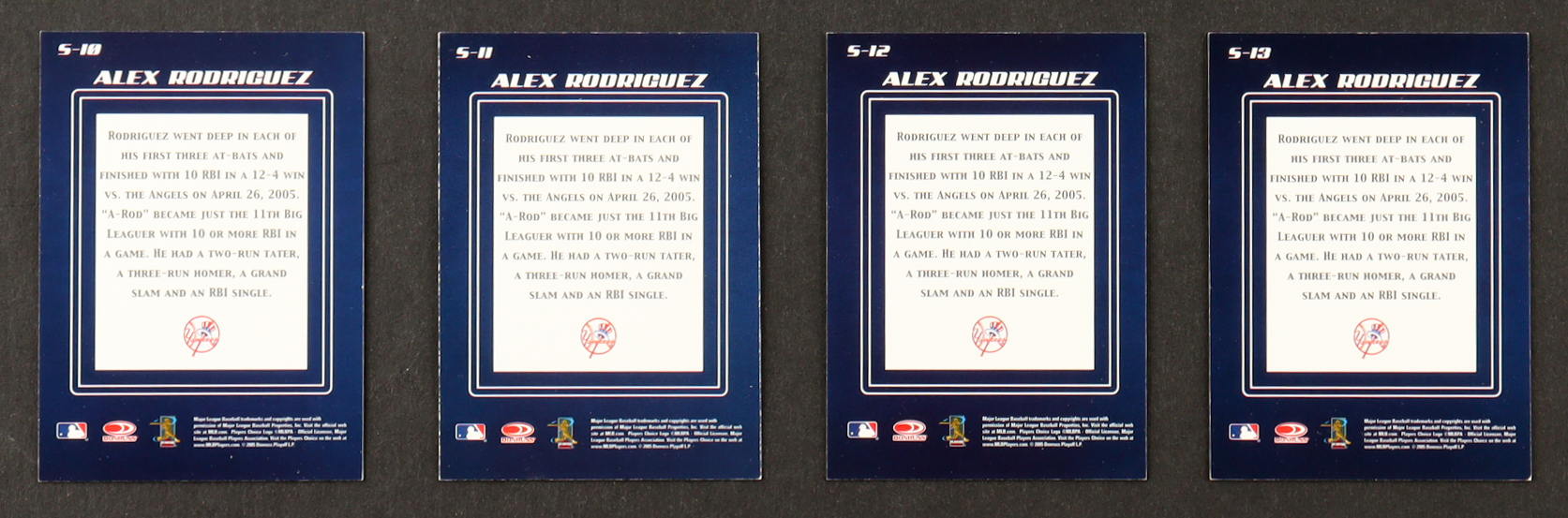 Alex Rodriguez 2005 Donruss Zenith Spellbound Complete Set of (4) Cards at PristineAuction.com Alex Rodriguez 2005 Donruss Zenith Spellbound Complete Set of (4) Cards at PristineAuction.com