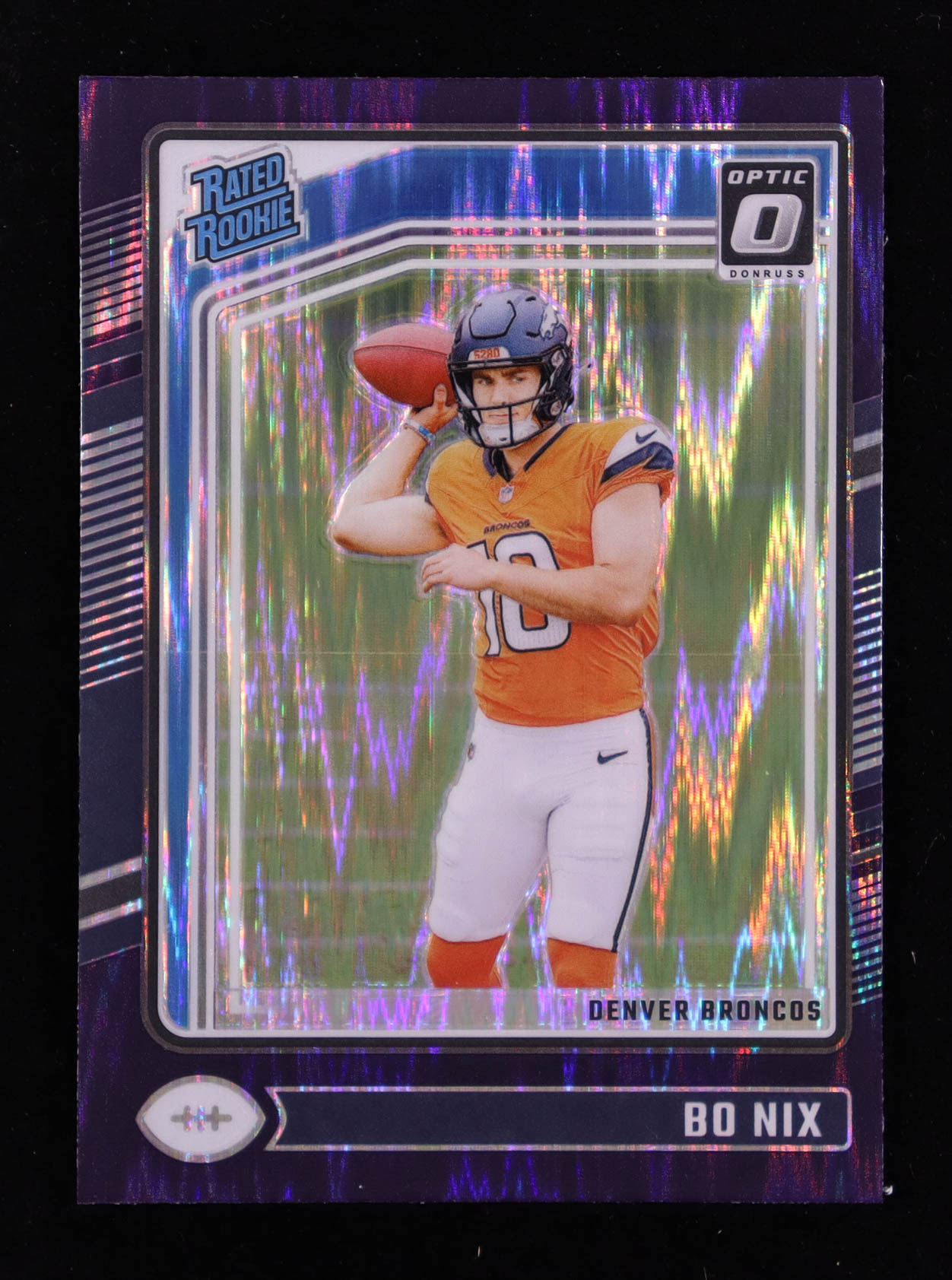 Bo Nix 2024 Donruss Optic Purple Shock #209 RR RC at PristineAuction.com Bo Nix 2024 Donruss Optic Purple Shock #209 RR RC at PristineAuction.com