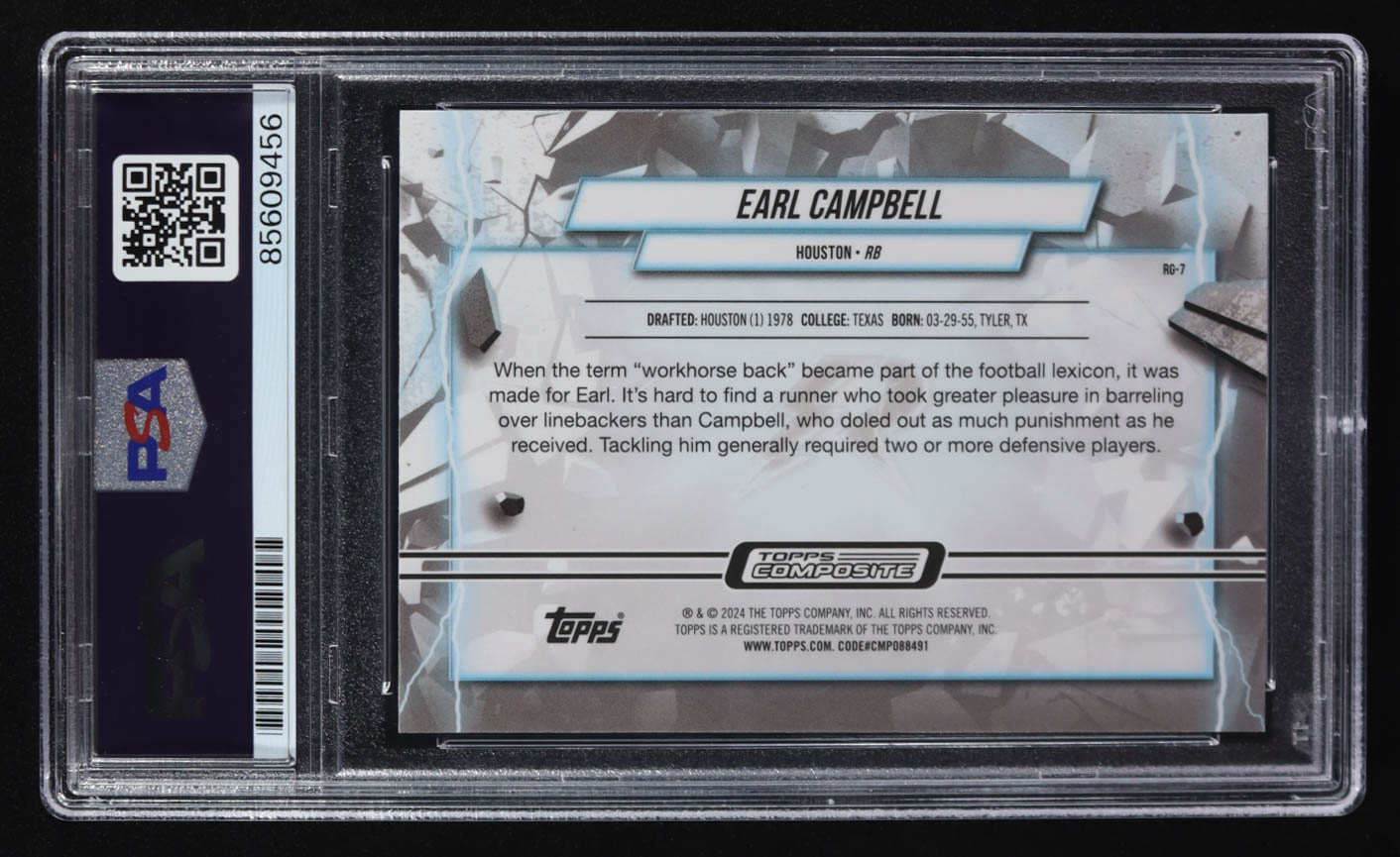 Earl Campbell Signed 2023-24 Topps Composite Resurgence Grounded #RG-7 (PSA) at PristineAuction.com Earl Campbell Signed 2023-24 Topps Composite Resurgence Grounded #RG-7 (PSA) at PristineAuction.com