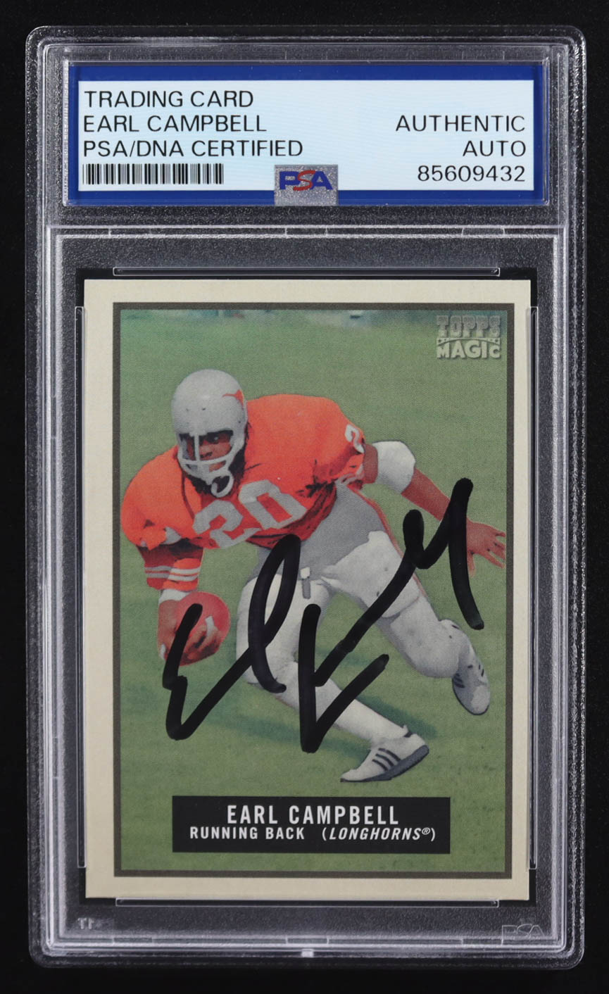 Earl Campbell Signed 2009 Topps Magic #28 (PSA) at PristineAuction.com Earl Campbell Signed 2009 Topps Magic #28 (PSA) at PristineAuction.com