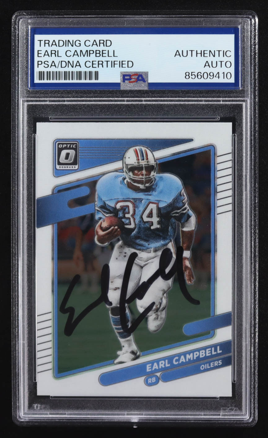 Earl Campbell Signed 2021 Panini Donruss Optic #106 (PSA) at PristineAuction.com Earl Campbell Signed 2021 Panini Donruss Optic #106 (PSA) at PristineAuction.com