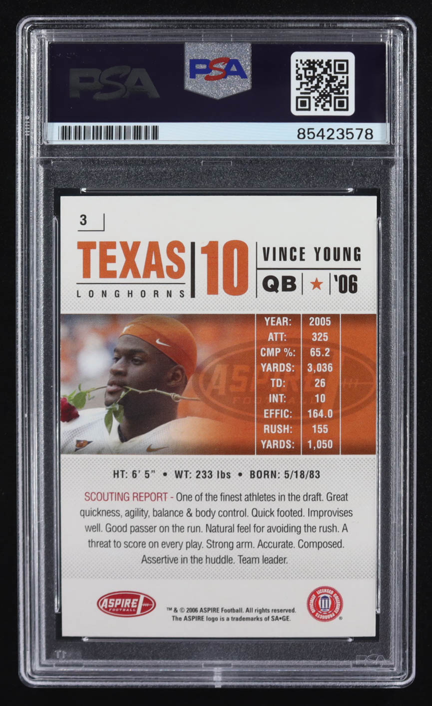 Vince Young Signed 2006 Aspire #3 RC (PSA) at PristineAuction.com Vince Young Signed 2006 Aspire #3 RC (PSA) at PristineAuction.com