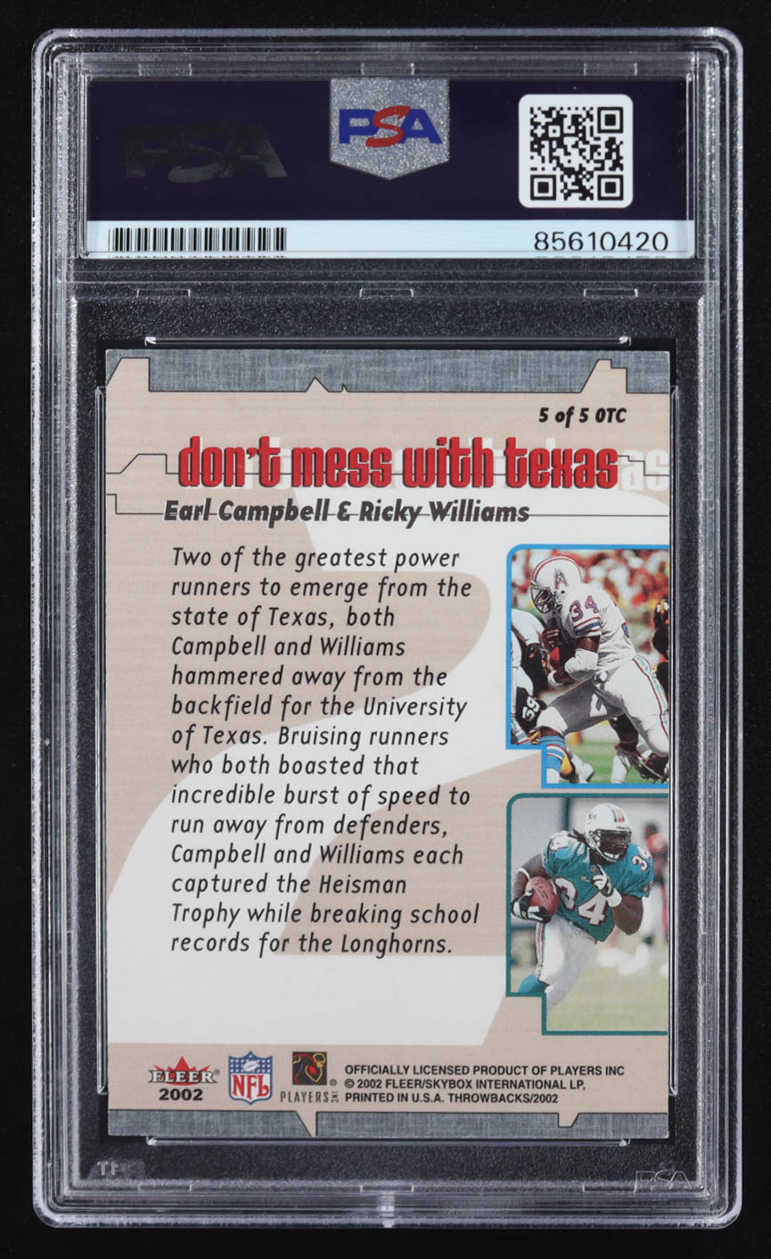 Earl Campbell / Ricky Williams Signed 2002 Fleer Throwbacks On 2 Canton #5 (PSA) at PristineAuction.com Earl Campbell / Ricky Williams Signed 2002 Fleer Throwbacks On 2 Canton #5 (PSA) at PristineAuction.com