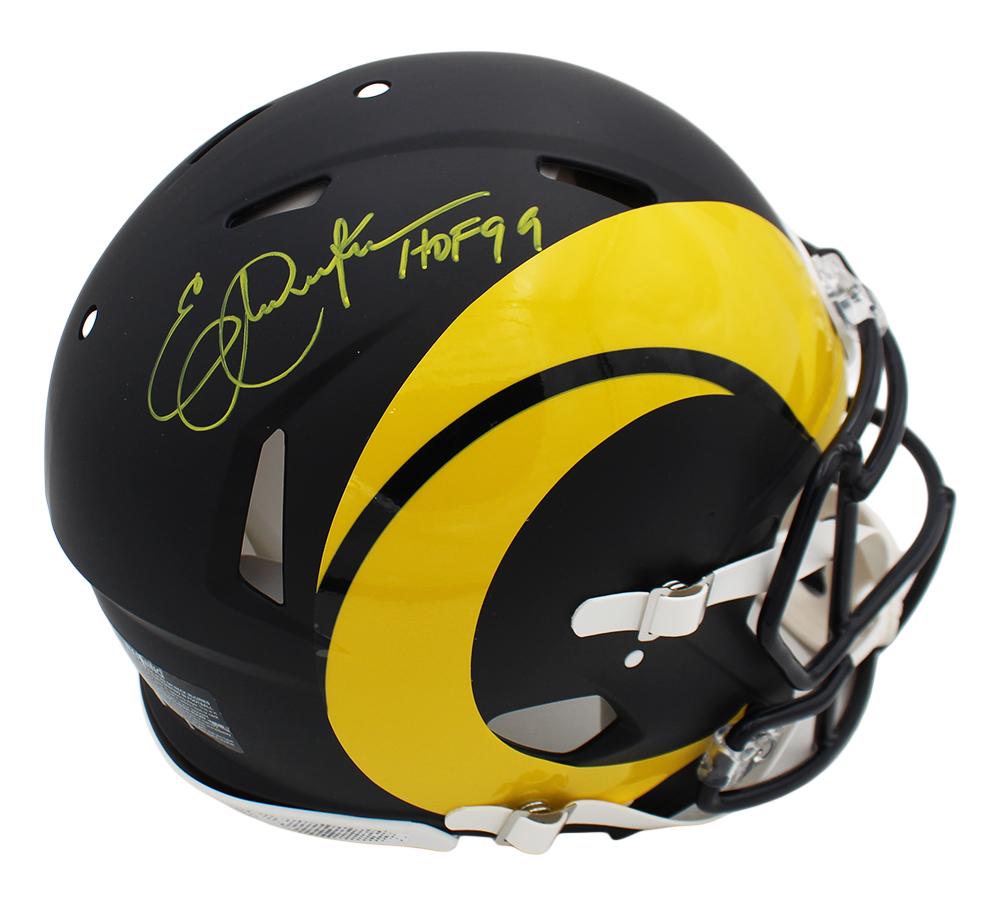 Eric Dickerson Signed Rams Full-Size Authentic On-Field Rivalries Alternate Speed Helmet Inscribed "HOF 99" (Beckett) at PristineAuction.com Eric Dickerson Signed Rams Full-Size Authentic On-Field Rivalries Alternate Speed Helmet Inscribed "HOF 99" (Beckett) at PristineAuction.com