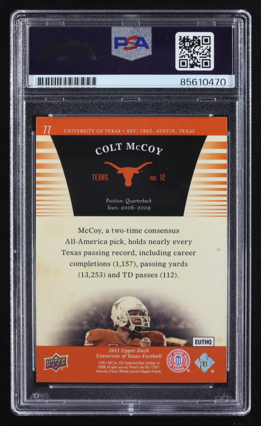 Colt McCoy Signed 2011 Upper Deck #77 (PSA) at PristineAuction.com Colt McCoy Signed 2011 Upper Deck #77 (PSA) at PristineAuction.com