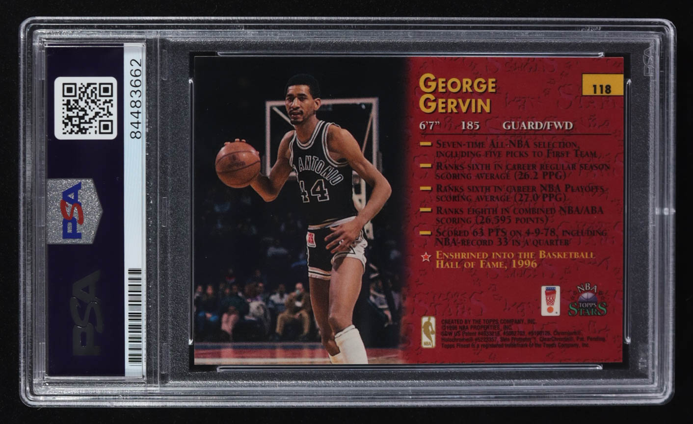George Gervin Signed 1996 NBA Topps Stars #118 (PSA) at PristineAuction.com George Gervin Signed 1996 NBA Topps Stars #118 (PSA) at PristineAuction.com