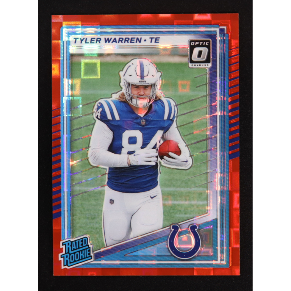 Tyler Warren 2025 Donruss Optic Rated Rookies Preview Red Pandora #337 RC at PristineAuction.com