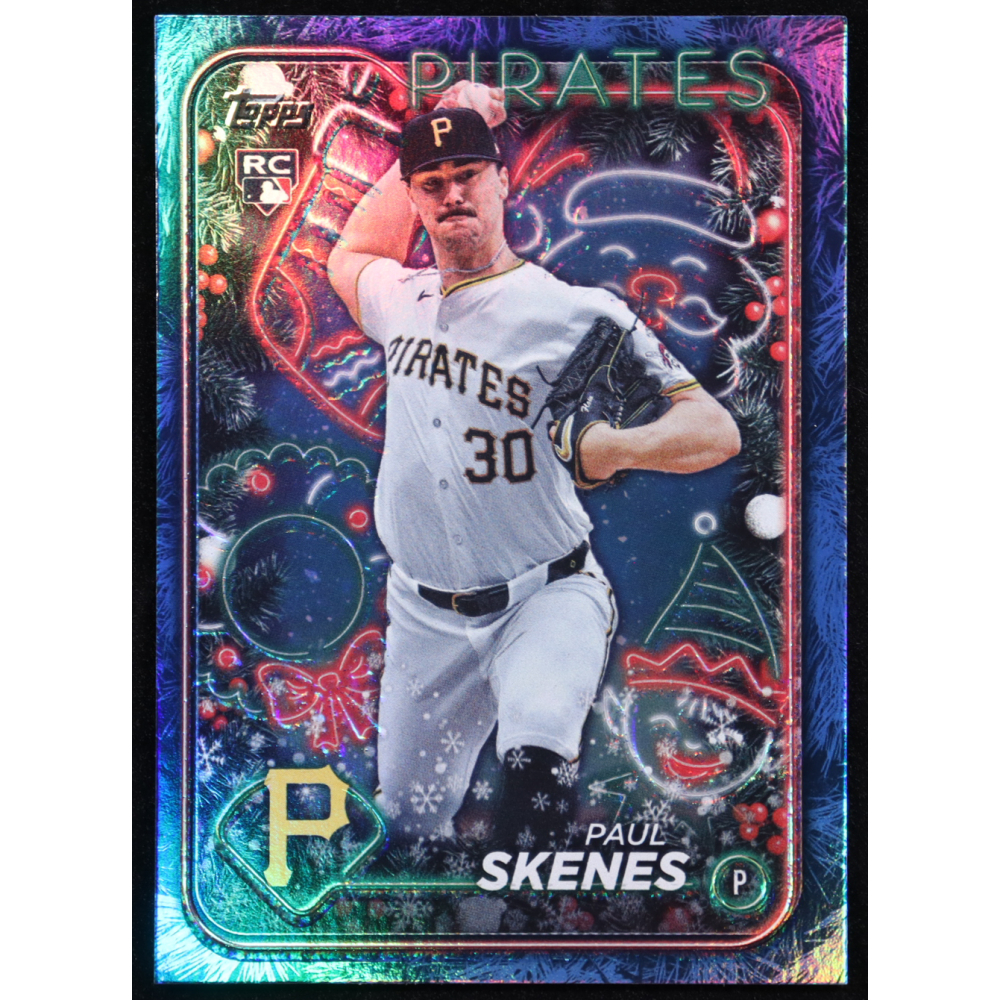 Paul Skenes 2024 Topps Holiday Metallic Blue Tree #H165 RC at PristineAuction.com
