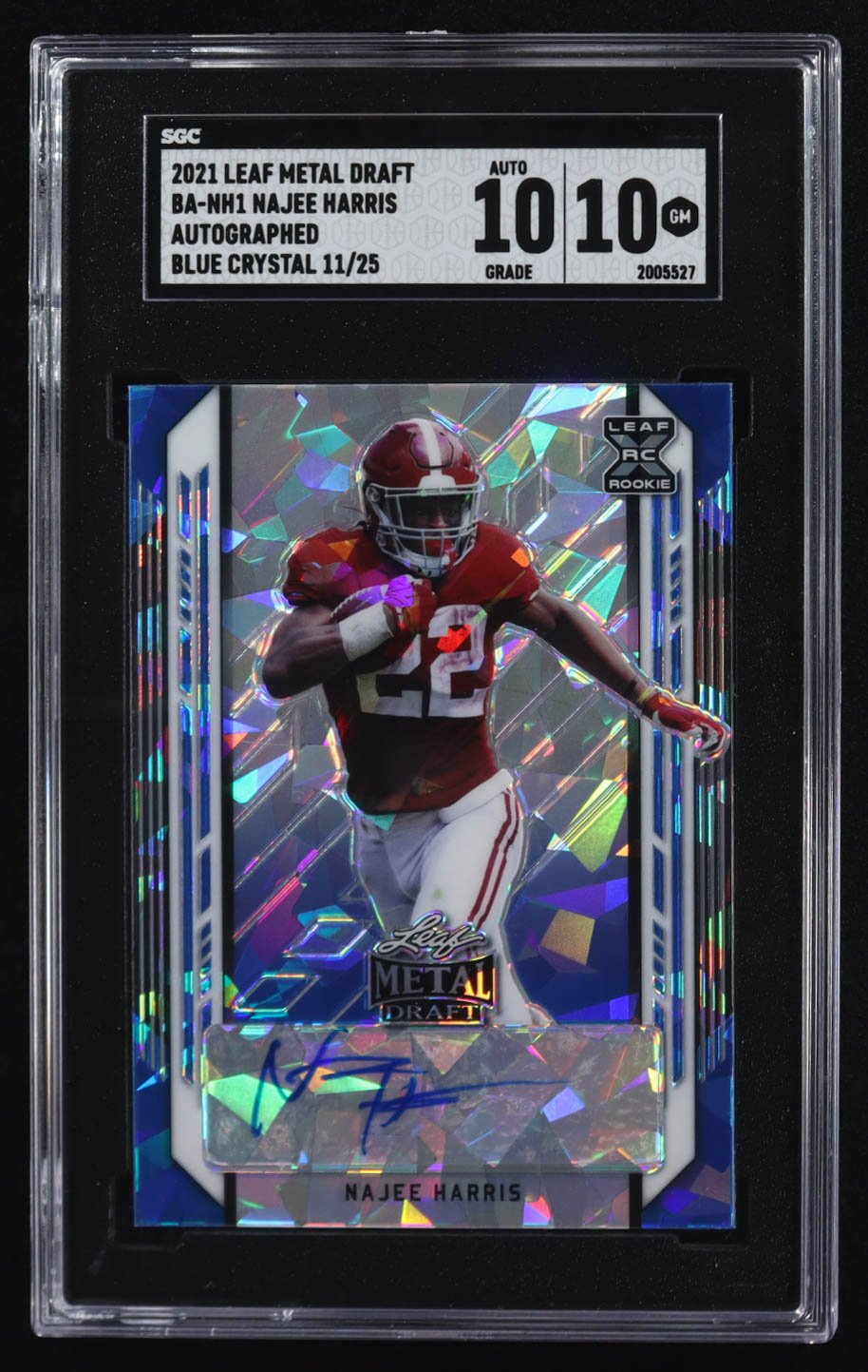 Najee Harris 2021 Leaf Metal Draft Blue Crystal Auto XRC #BA-NH1 RC #11/25 (SGC 10 | Autograph Graded SGC 10) at PristineAuction.com Najee Harris 2021 Leaf Metal Draft Blue Crystal Auto XRC #BA-NH1 RC #11/25 (SGC 10 | Autograph Graded SGC 10) at PristineAuction.com