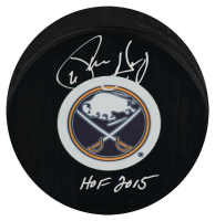 Phil Housley Signed Sabres Logo Hockey Puck Inscribed "HOF 2015" (Schwartz) at PristineAuction.com
