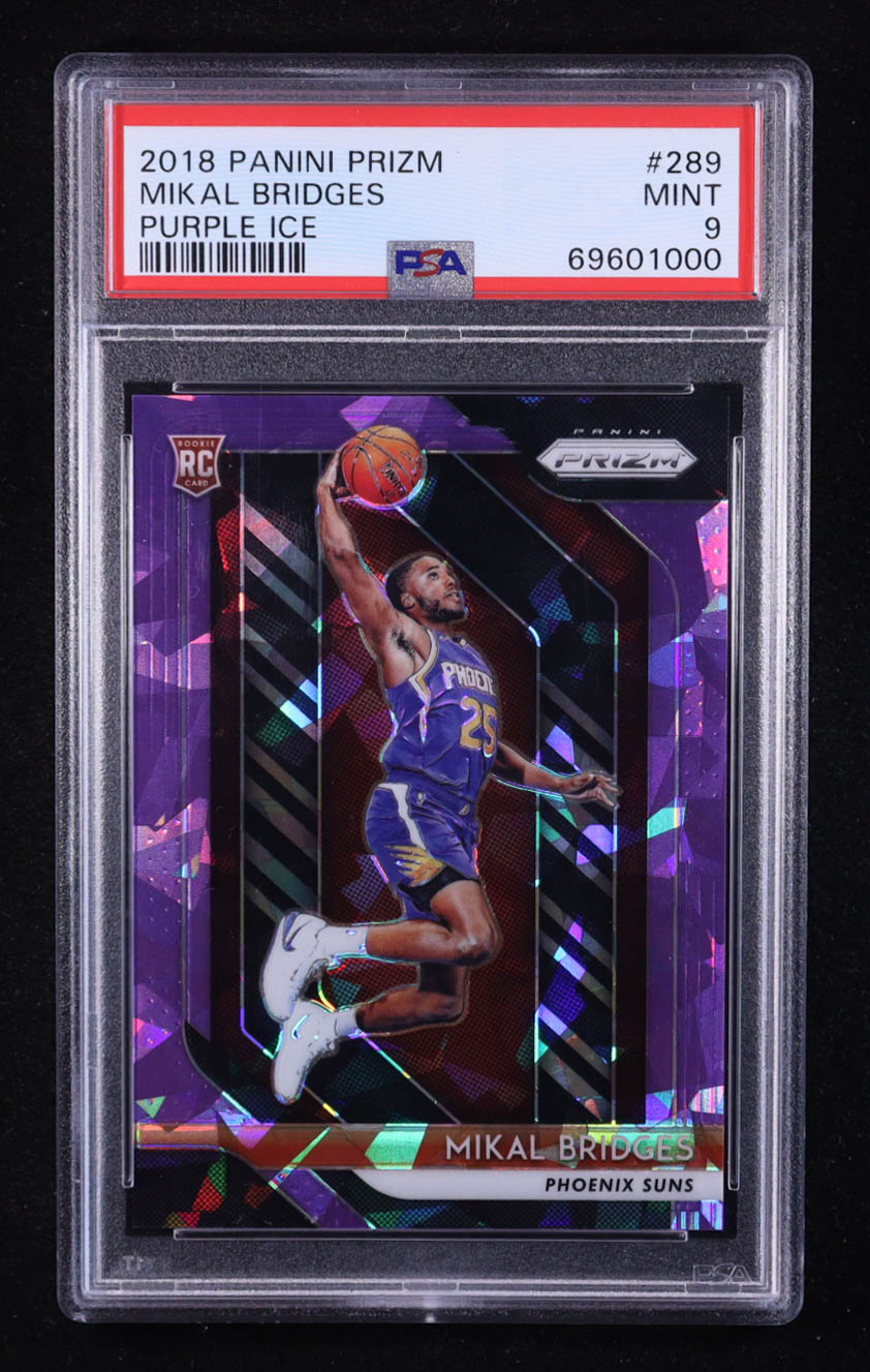 Mikal Bridges 2018-19 Panini Prizm Prizms Purple Ice #289 RC #099/149 (PSA 9) at PristineAuction.com Mikal Bridges 2018-19 Panini Prizm Prizms Purple Ice #289 RC #099/149 (PSA 9) at PristineAuction.com