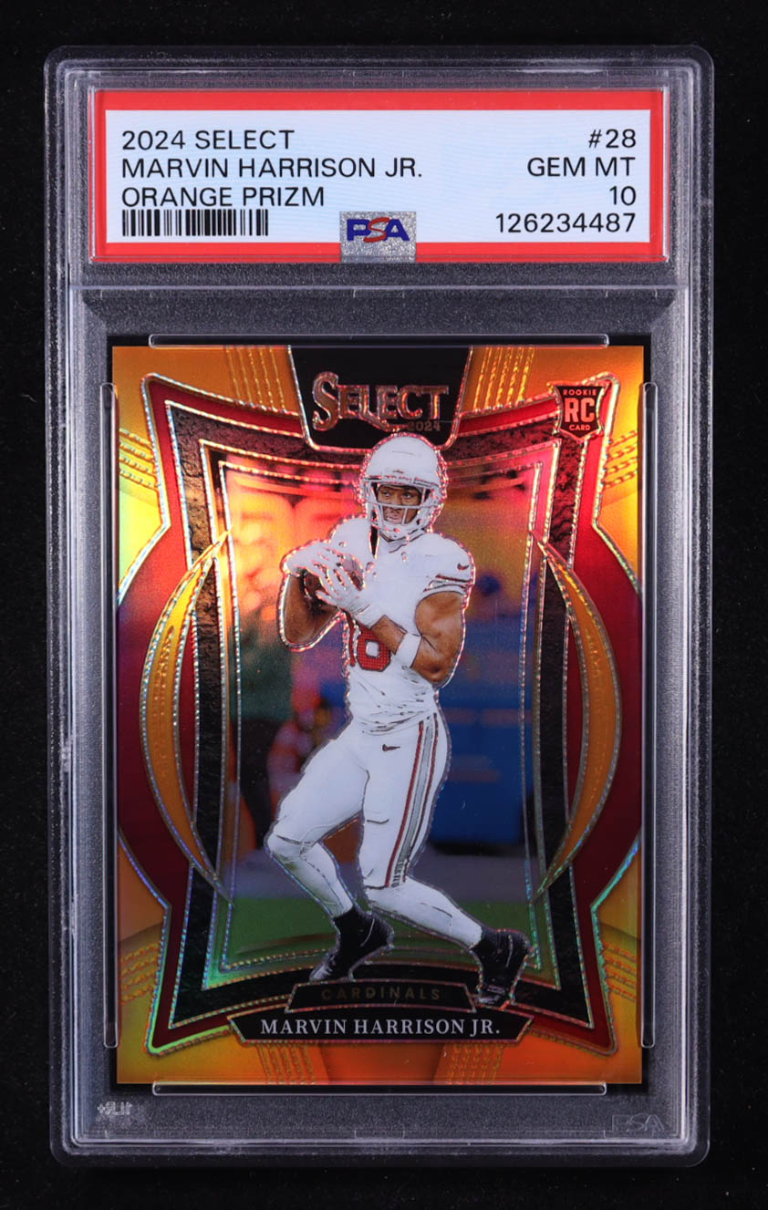 Marvin Harrison Jr. 2024 Select Prizm Orange #28 RC #44/49 (PSA 10) at PristineAuction.com Marvin Harrison Jr. 2024 Select Prizm Orange #28 RC #44/49 (PSA 10) at PristineAuction.com