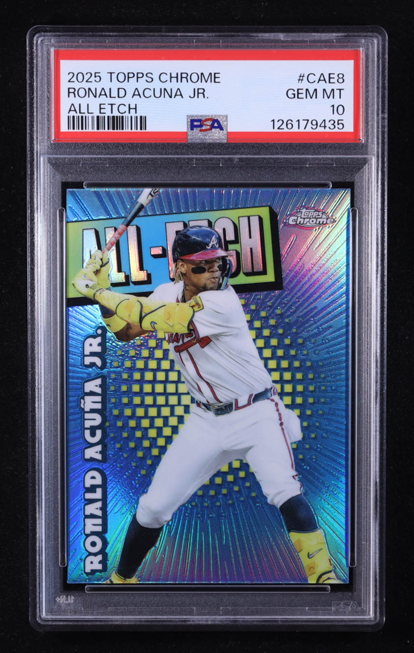 Ronald Acuna Jr. 2025 Topps Chrome All Etch #CAE8 (PSA 10) at PristineAuction.com Ronald Acuna Jr. 2025 Topps Chrome All Etch #CAE8 (PSA 10) at PristineAuction.com