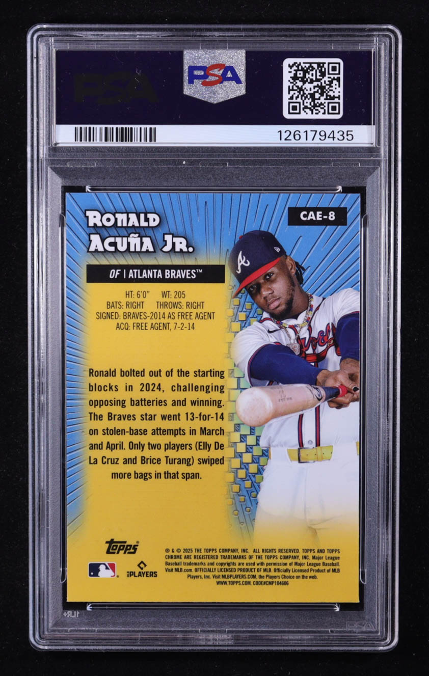 Ronald Acuna Jr. 2025 Topps Chrome All Etch #CAE8 (PSA 10) at PristineAuction.com Ronald Acuna Jr. 2025 Topps Chrome All Etch #CAE8 (PSA 10) at PristineAuction.com