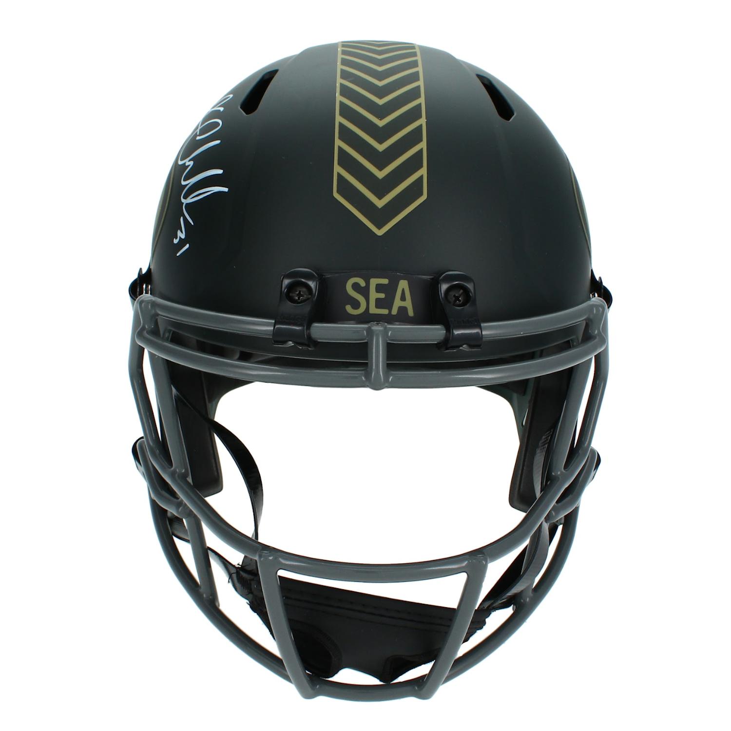 Kam Chancellor Signed Seahawks Full-Size Salute to Service Alternate Speed Helmet (Beckett) at PristineAuction.com Kam Chancellor Signed Seahawks Full-Size Salute to Service Alternate Speed Helmet (Beckett) at PristineAuction.com