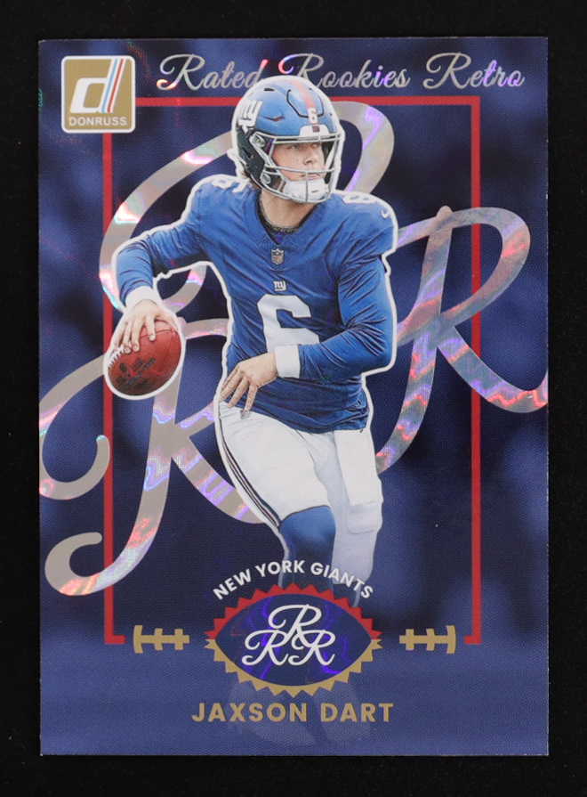 Jaxson Dart 2025 Donruss Rated Rookies Retro #1 RC at PristineAuction.com Jaxson Dart 2025 Donruss Rated Rookies Retro #1 RC at PristineAuction.com