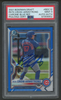 Pete Crow-Armstrong Signed 2021 Bowman Chrome Draft Blue Refractor #BDC12 RC #40/150 (PSA 9) at PristineAuction.com