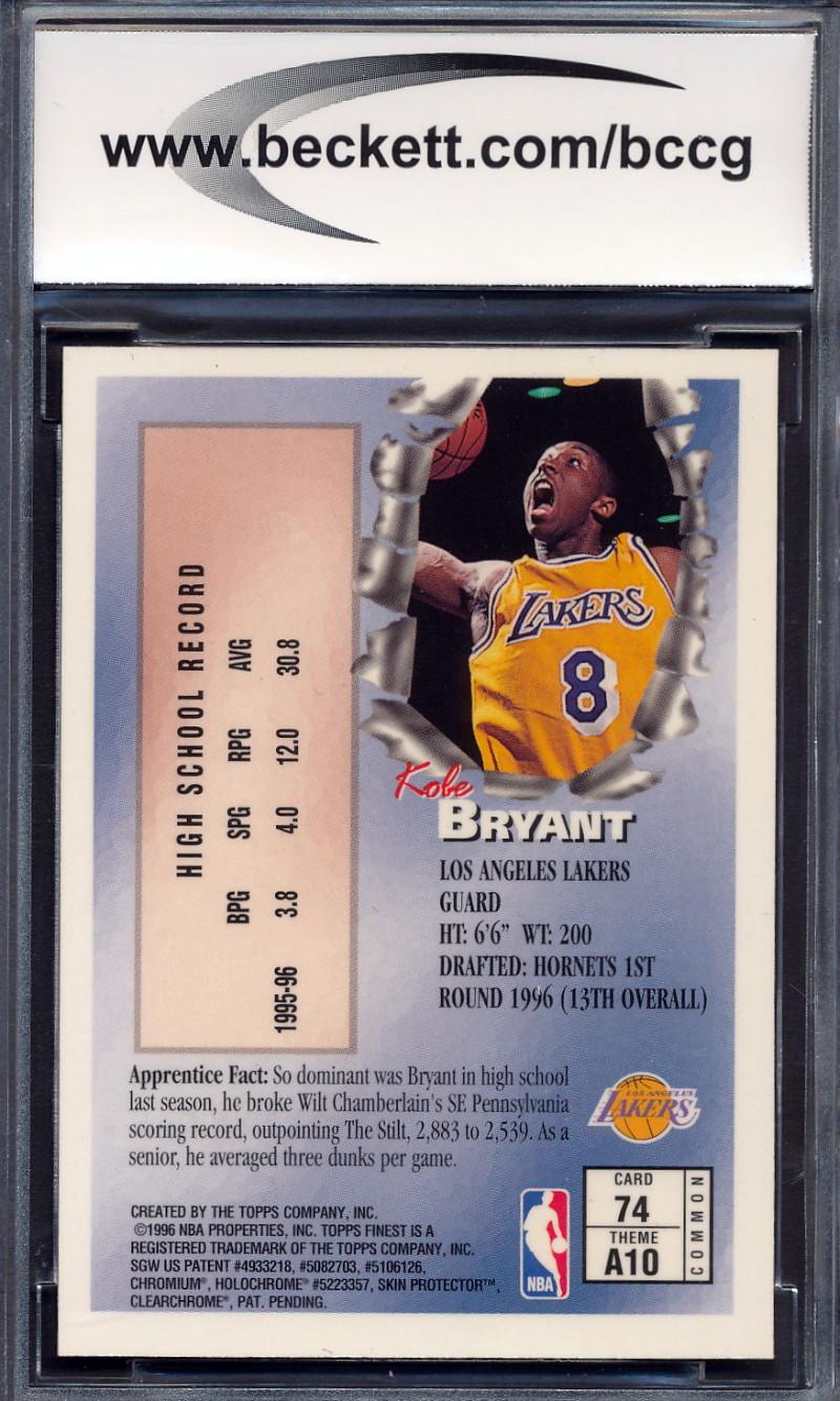 Kobe Bryant 1996-97 Finest #74 RC (BCCG 10) at PristineAuction.com Kobe Bryant 1996-97 Finest #74 RC (BCCG 10) at PristineAuction.com