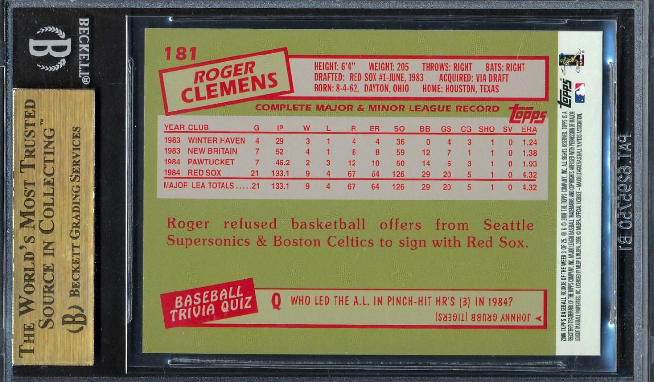 Roger Clemens 2006 Topps Rookie of the Week 85 #3 (BGS 9.5) at PristineAuction.com Roger Clemens 2006 Topps Rookie of the Week 85 #3 (BGS 9.5) at PristineAuction.com