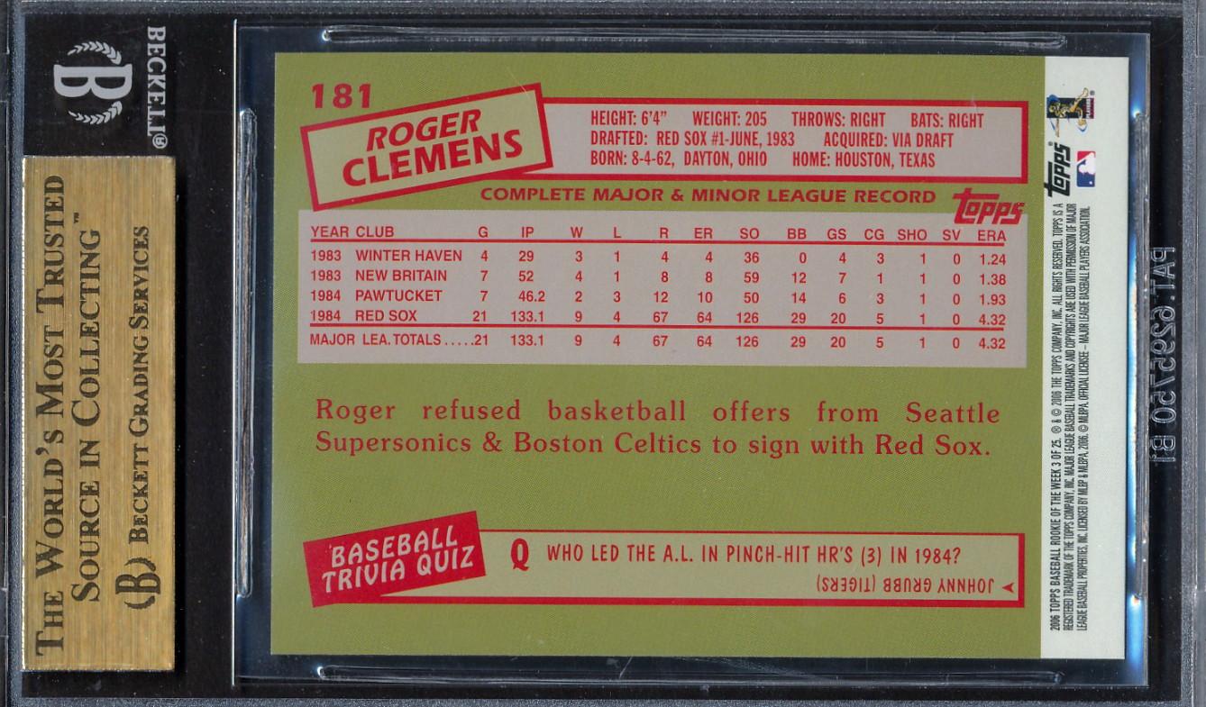 Roger Clemens 2006 Topps Rookie of the Week 85 #3 (BGS 9.5) at PristineAuction.com Roger Clemens 2006 Topps Rookie of the Week 85 #3 (BGS 9.5) at PristineAuction.com