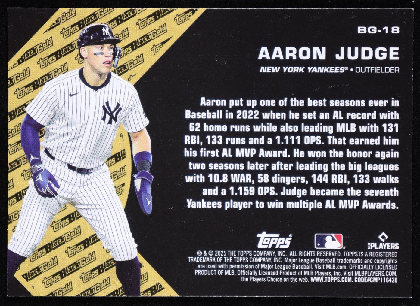 Aaron Judge 2025 Topps Update Black Gold #BG18 | Pristine Auction