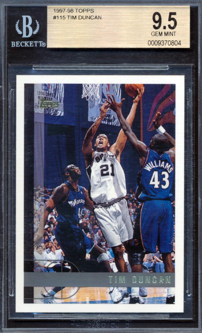 Tim Duncan 1997-98 Topps #115 RC (BGS 9.5) at PristineAuction.com Tim Duncan 1997-98 Topps #115 RC (BGS 9.5) at PristineAuction.com