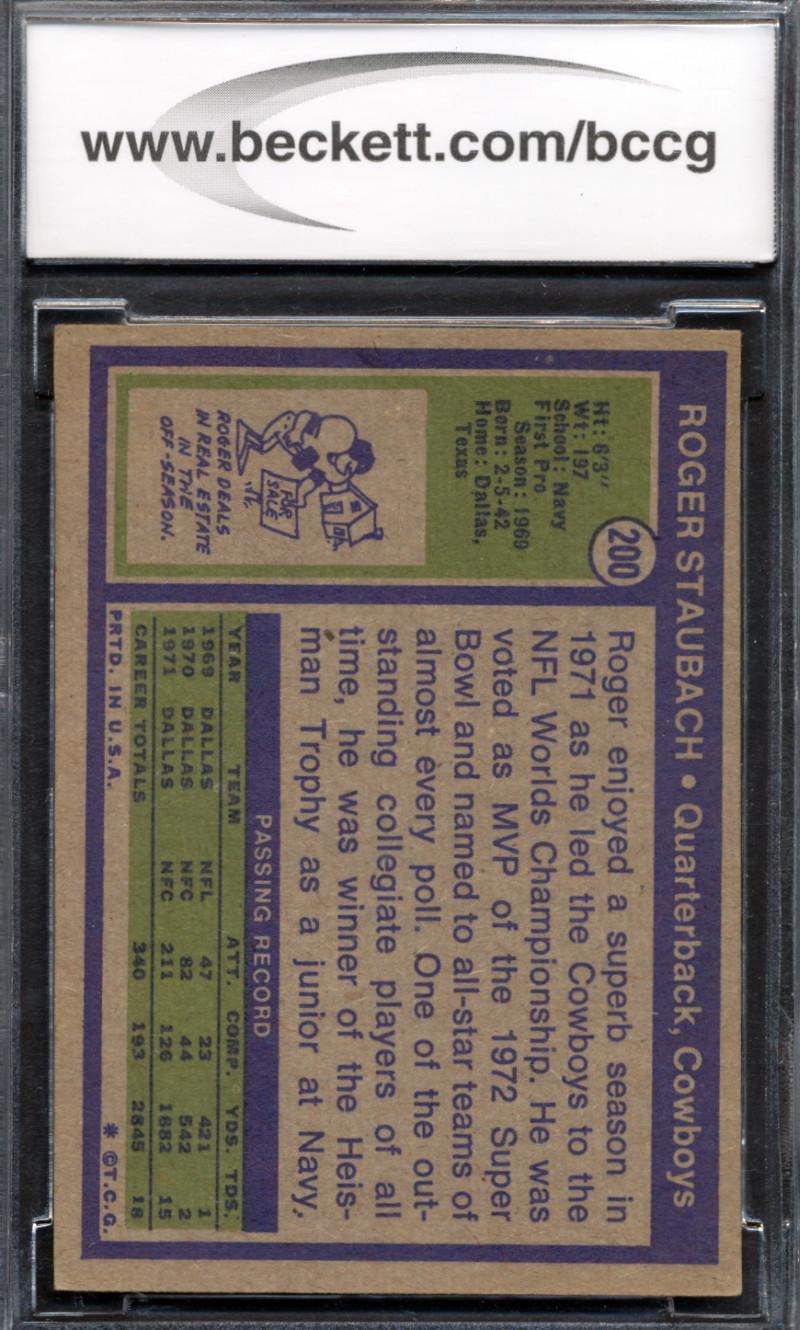 Roger Staubach 1972 Topps #200 RC (BCCG 8) at PristineAuction.com Roger Staubach 1972 Topps #200 RC (BCCG 8) at PristineAuction.com