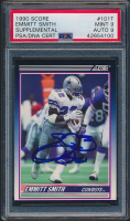 Emmitt Smith Signed 1990 Score Supplemental #101T RC (PSA 9 | Autograph Graded 9) at PristineAuction.com