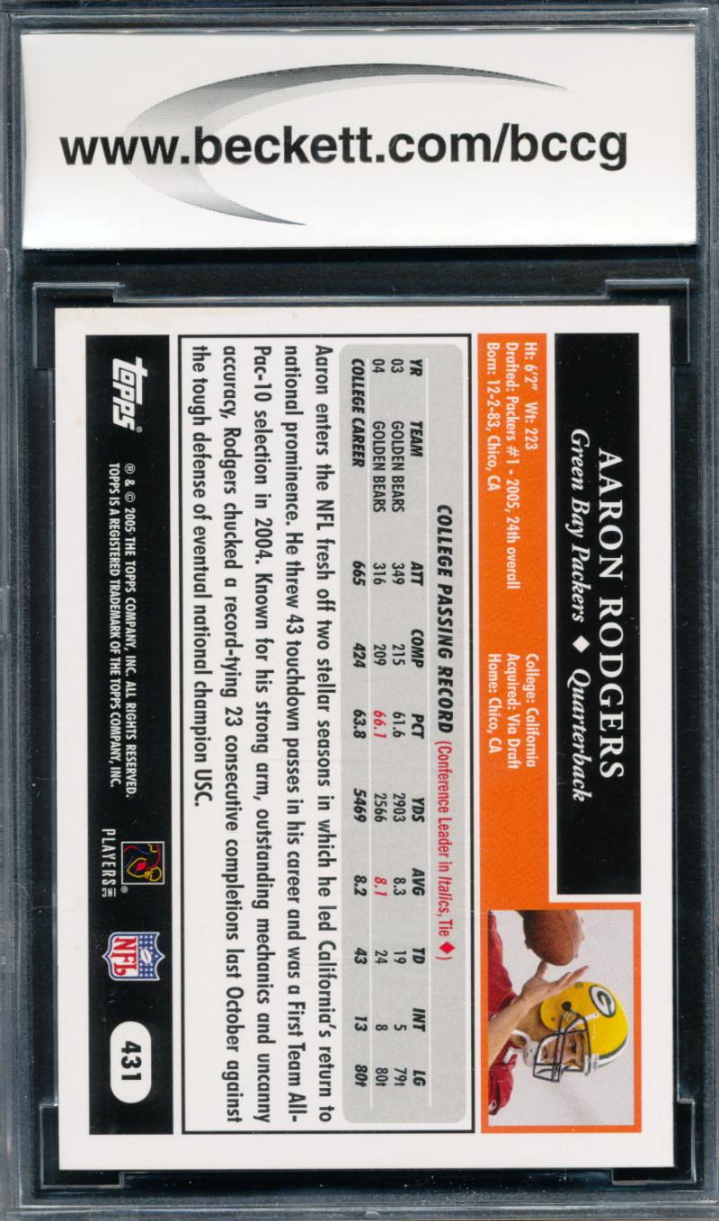 Aaron Rodgers 2005 Topps #431 RC (BCCG 9) at PristineAuction.com Aaron Rodgers 2005 Topps #431 RC (BCCG 9) at PristineAuction.com