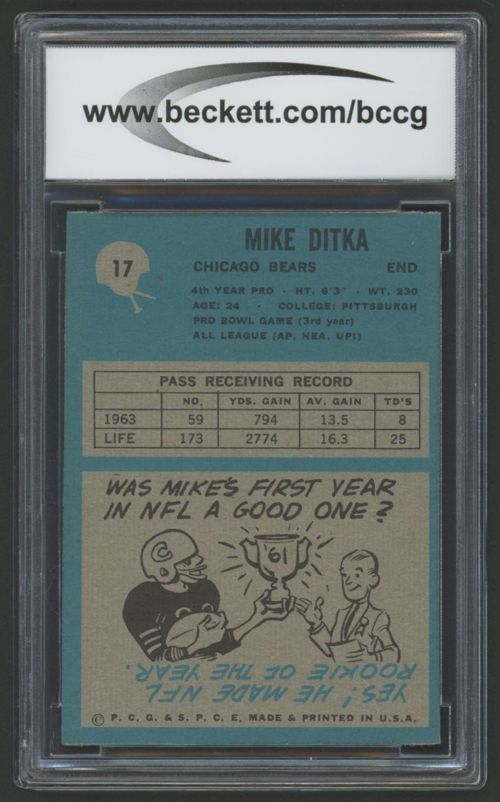 Mike Ditka 1964 Philadelphia #17 (BCCG 9) at PristineAuction.com Mike Ditka 1964 Philadelphia #17 (BCCG 9) at PristineAuction.com