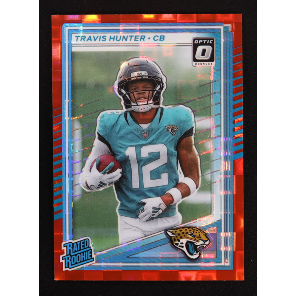 Travis Hunter 2025 Donruss Optic Rated Rookies Preview Red Pandora #301 RC at PristineAuction.com