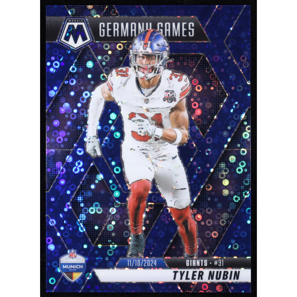 Tyler Nubin 2025 Panini Mosaic Mosaic No Huddle Blue IG #261 #13/99 at PristineAuction.com