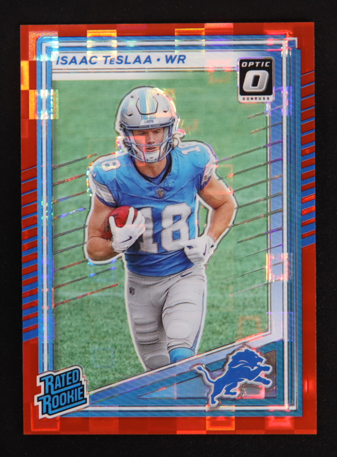 Isaac Tesla Rookie Card Isaac TeSlaa 2025 Donruss Optic Rated Rookies Preview Red Pandora #338 ...