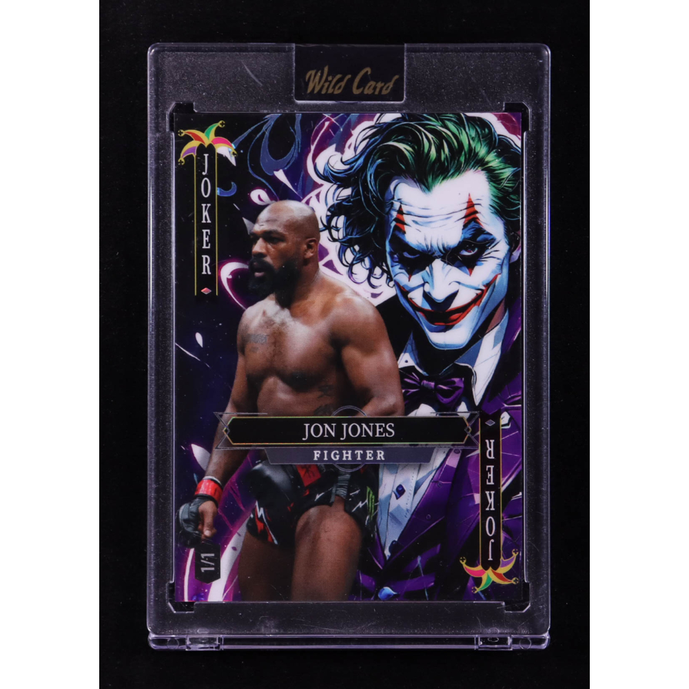 Jon Jones 2025 Wild Card Jokers Wild Joker Rainbow Foil #SDJWM-JJNc03 #1/1 at PristineAuction.com