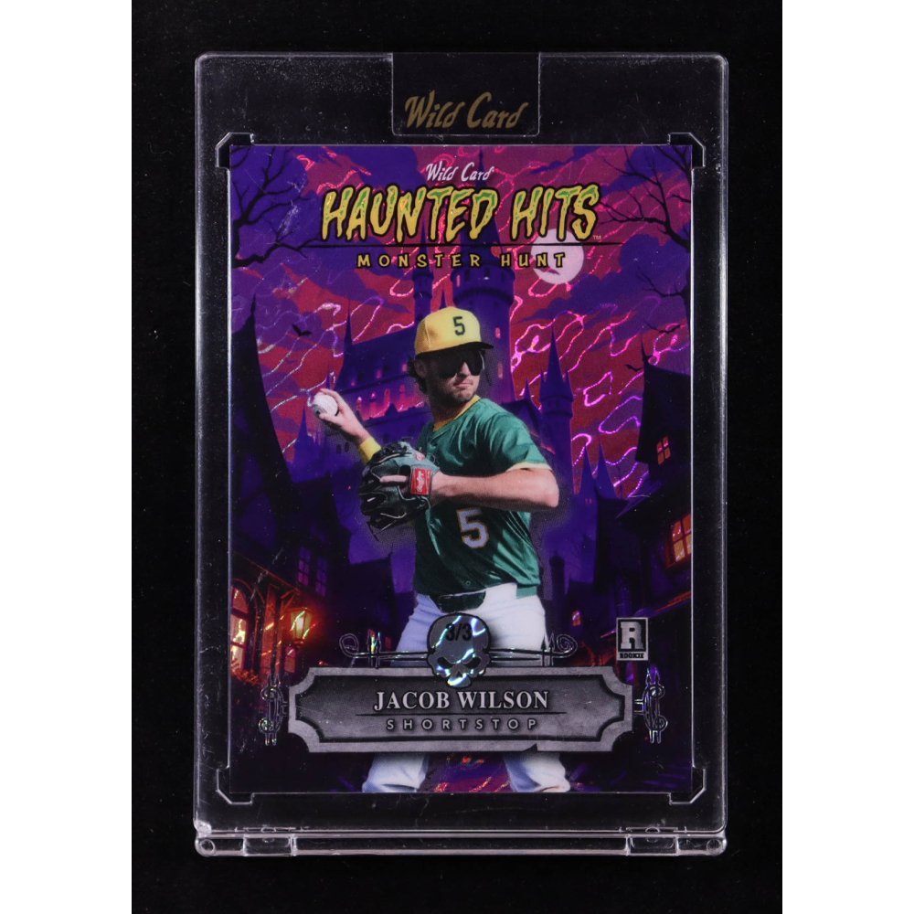 Jacob Wilson 2025 Wild Card Haunted Hits Monster Hunt Creepy Castle Purple Island Foil #HHCC-JW #3/3 RC at PristineAuction.com