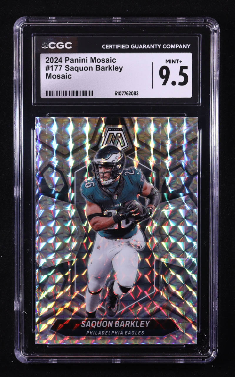 Saquon Barkley 2024 Panini Mosaic Mosaic #177 (CGC 9.5) at PristineAuction.com Saquon Barkley 2024 Panini Mosaic Mosaic #177 (CGC 9.5) at PristineAuction.com