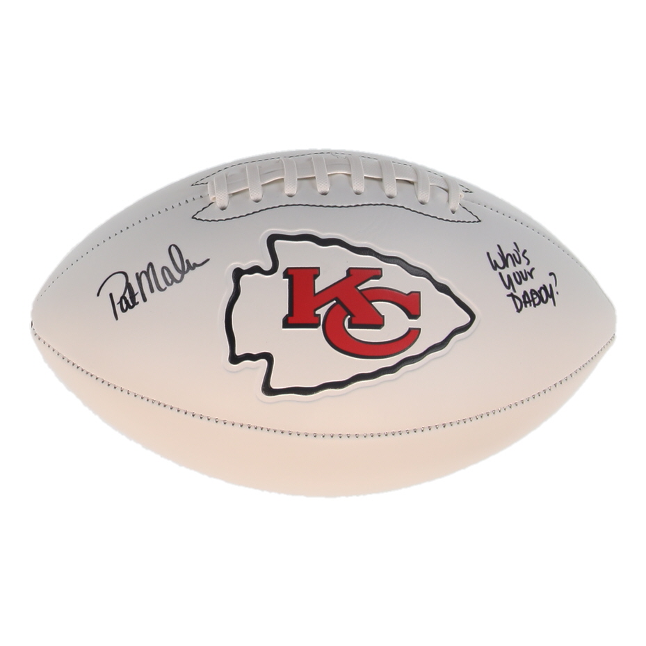 Patrick Mahomes Sr. Signed Chiefs Logo Football Inscribed "Who's Your Daddy?" (Schwartz) at PristineAuction.com Patrick Mahomes Sr. Signed Chiefs Logo Football Inscribed "Who's Your Daddy?" (Schwartz) at PristineAuction.com