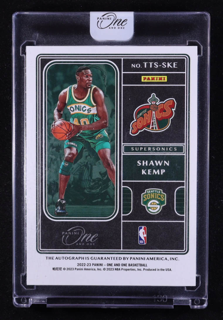 Shawn Kemp 2022-23 Panini One and One Team Titans Signatures Blue #13 #42/49 at PristineAuction.com Shawn Kemp 2022-23 Panini One and One Team Titans Signatures Blue #13 #42/49 at PristineAuction.com