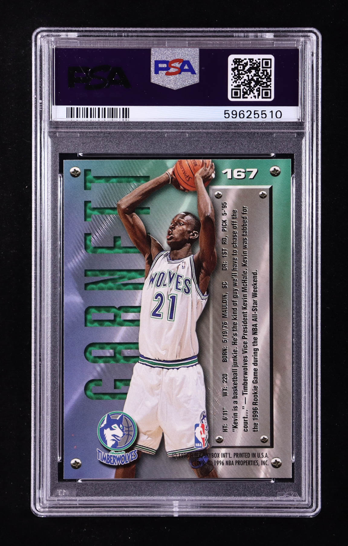 Kevin Garnett 1995-96 Metal #167 RC (PSA 9) at PristineAuction.com Kevin Garnett 1995-96 Metal #167 RC (PSA 9) at PristineAuction.com