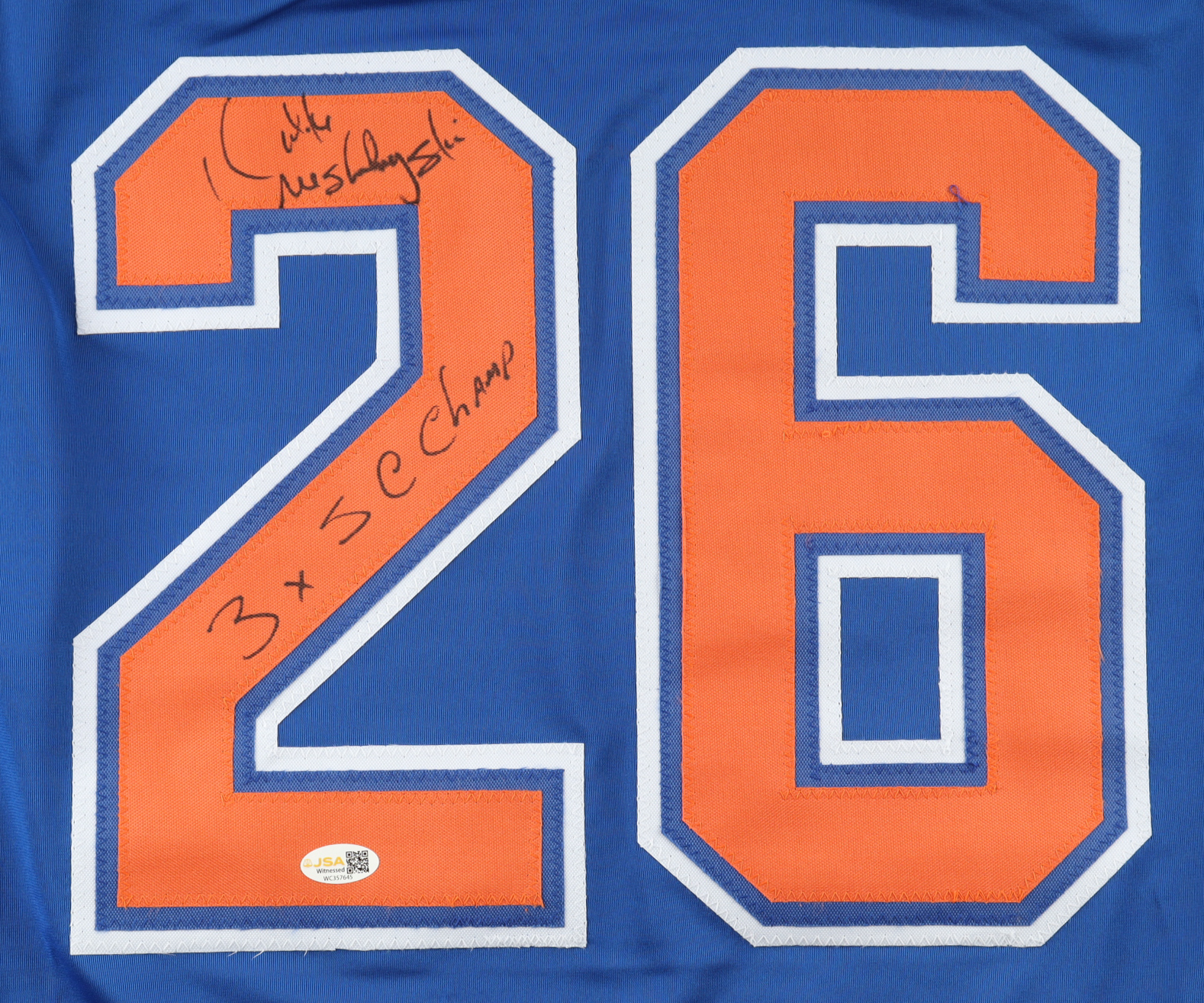 Mike Krushelnyski Signed Jersey Inscribed "3x SC Champ" (JSA) at PristineAuction.com Mike Krushelnyski Signed Jersey Inscribed "3x SC Champ" (JSA) at PristineAuction.com