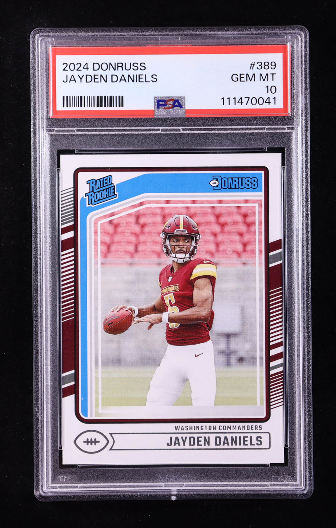 Jayden Daniels 2024 Donruss #389 RR RC (PSA 10) at PristineAuction.com Jayden Daniels 2024 Donruss #389 RR RC (PSA 10) at PristineAuction.com