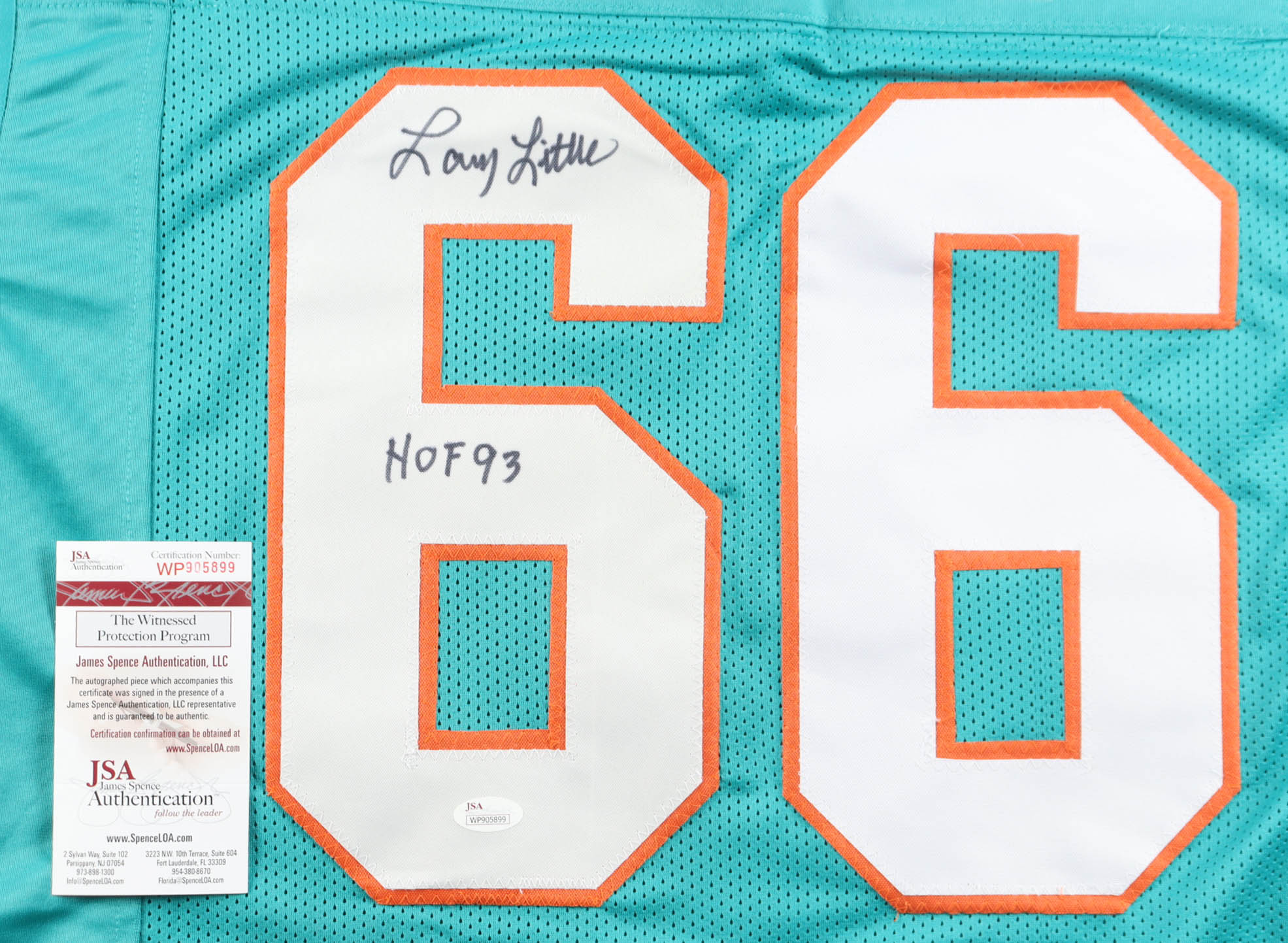 Larry Little Signed Jersey Inscribed "HOF 93" (JSA) at PristineAuction.com Larry Little Signed Jersey Inscribed "HOF 93" (JSA) at PristineAuction.com