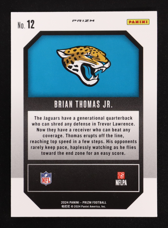 Brian Thomas Jr. 2024 Panini Prizm Emergent Prizms Green #12 RC at PristineAuction.com Brian Thomas Jr. 2024 Panini Prizm Emergent Prizms Green #12 RC at PristineAuction.com
