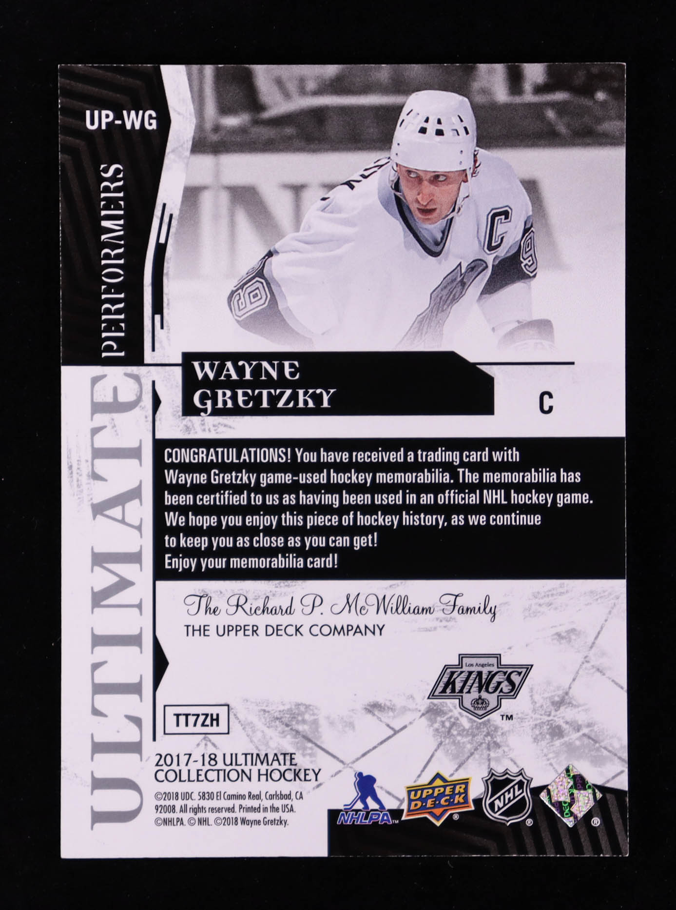 Wayne Gretzky 2017-18 Ultimate Collection Ultimate Performers Jerseys #UPWG #26/49 at PristineAuction.com Wayne Gretzky 2017-18 Ultimate Collection Ultimate Performers Jerseys #UPWG #26/49 at PristineAuction.com
