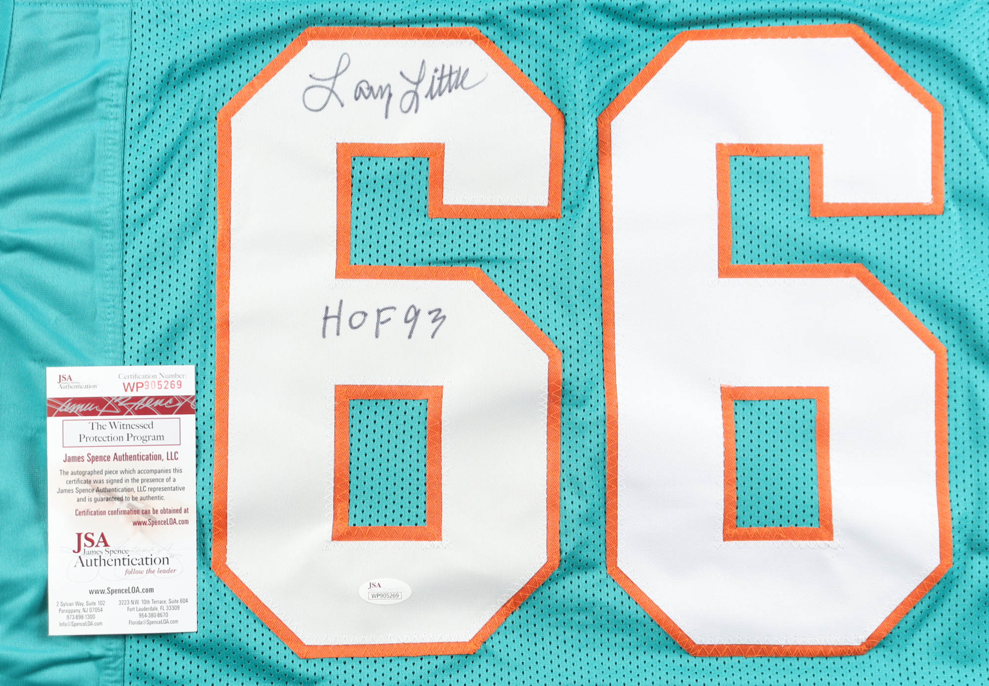 Larry Little Signed Jersey Inscribed "HOF 93" (JSA) at PristineAuction.com Larry Little Signed Jersey Inscribed "HOF 93" (JSA) at PristineAuction.com