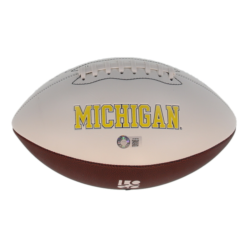 Jaylen Harrell Signed Michigan Wolverines Logo Football Inscribed "2023 National Champs" (Schwartz) at PristineAuction.com Jaylen Harrell Signed Michigan Wolverines Logo Football Inscribed "2023 National Champs" (Schwartz) at PristineAuction.com